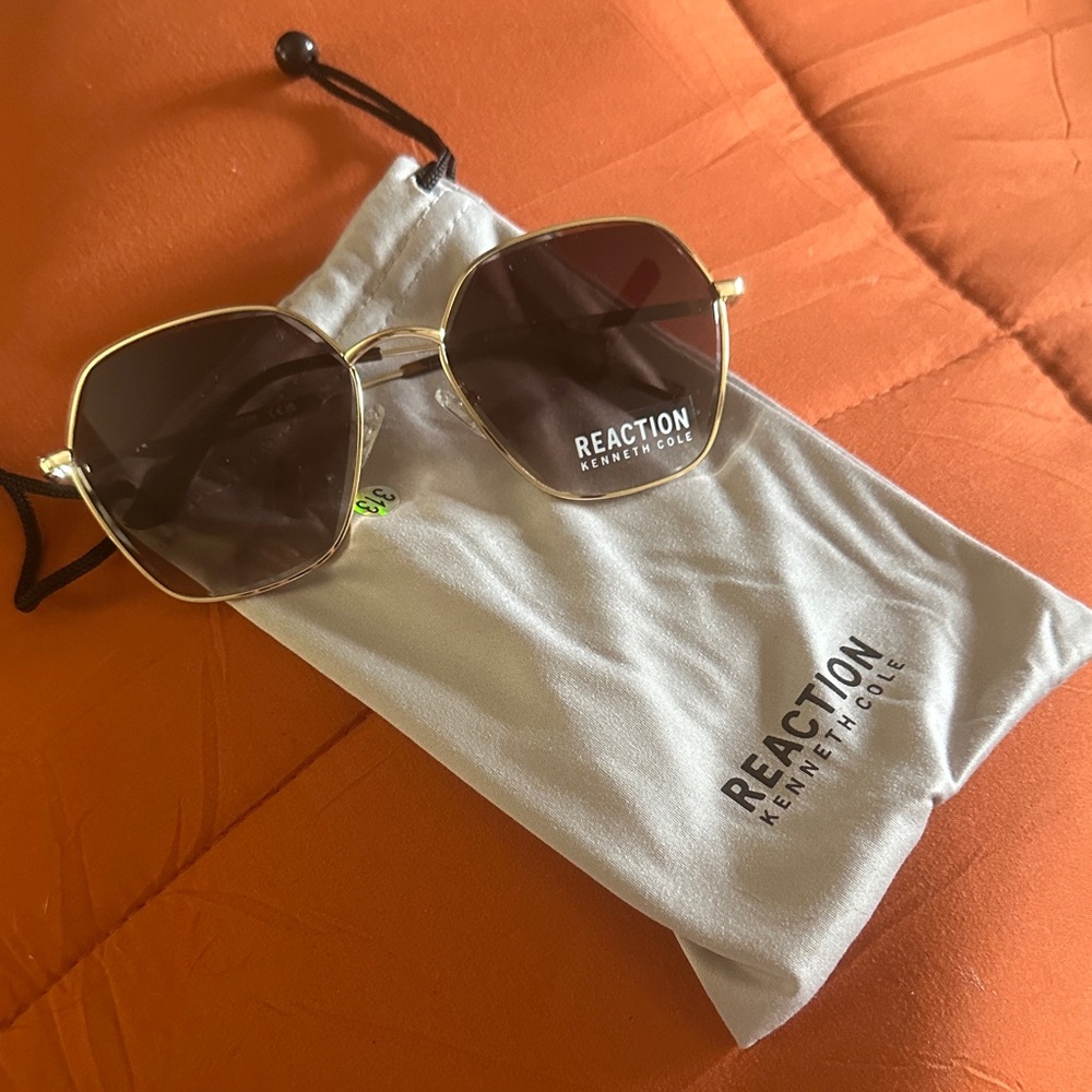Kenneth Cole Reaction Gold Hexagonal Sunglasses